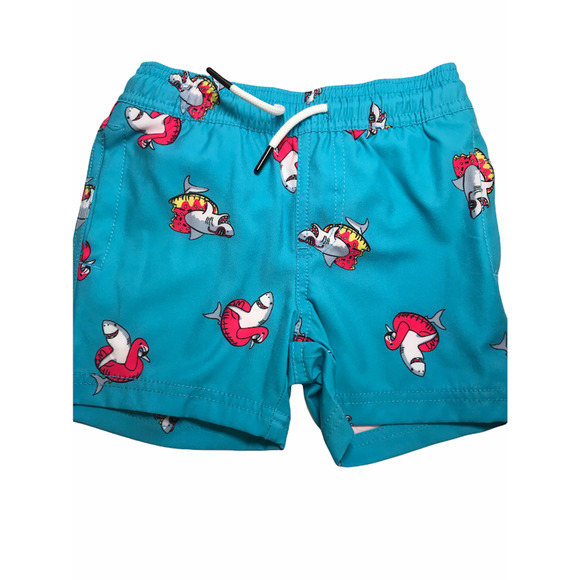 Sovereign Code Kai Printed Swim Shorts Boys 24M Pool Shark Teal NWT